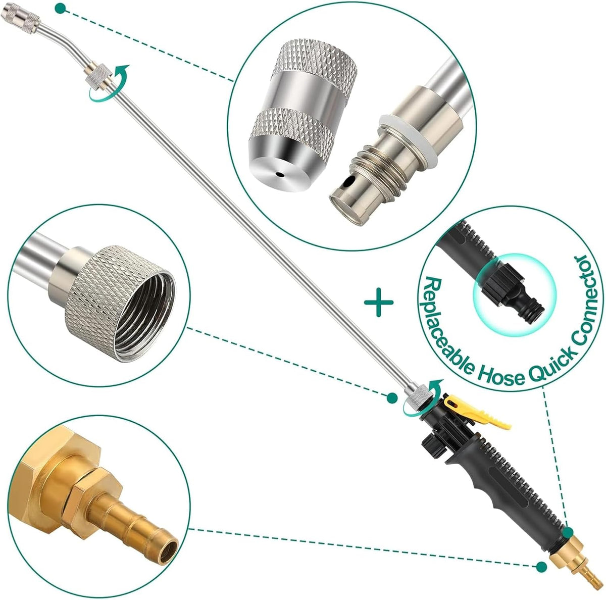 2 Pack 29" Adjustable Sprayer Wand, Shut Off Valve