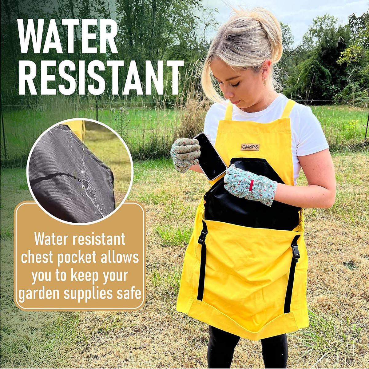 Grampa's Gardening Apron Cross Back Garden Apron with Large Pockets
