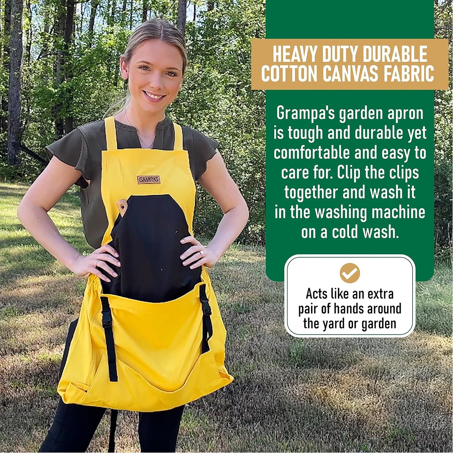 Grampa's Gardening Apron Cross Back Garden Apron with Large Pockets