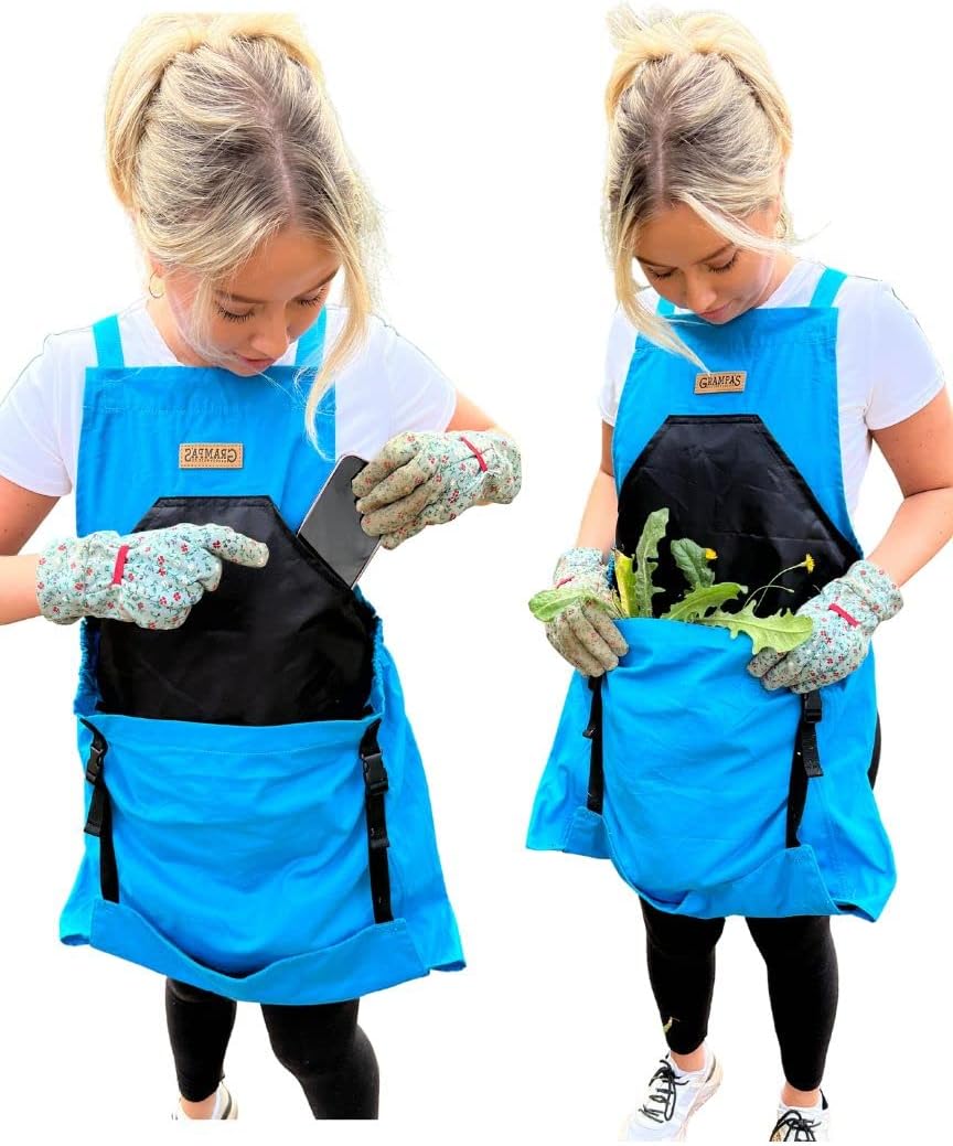 Grampa's Gardening Apron Cross Back Garden Apron with Large Pockets