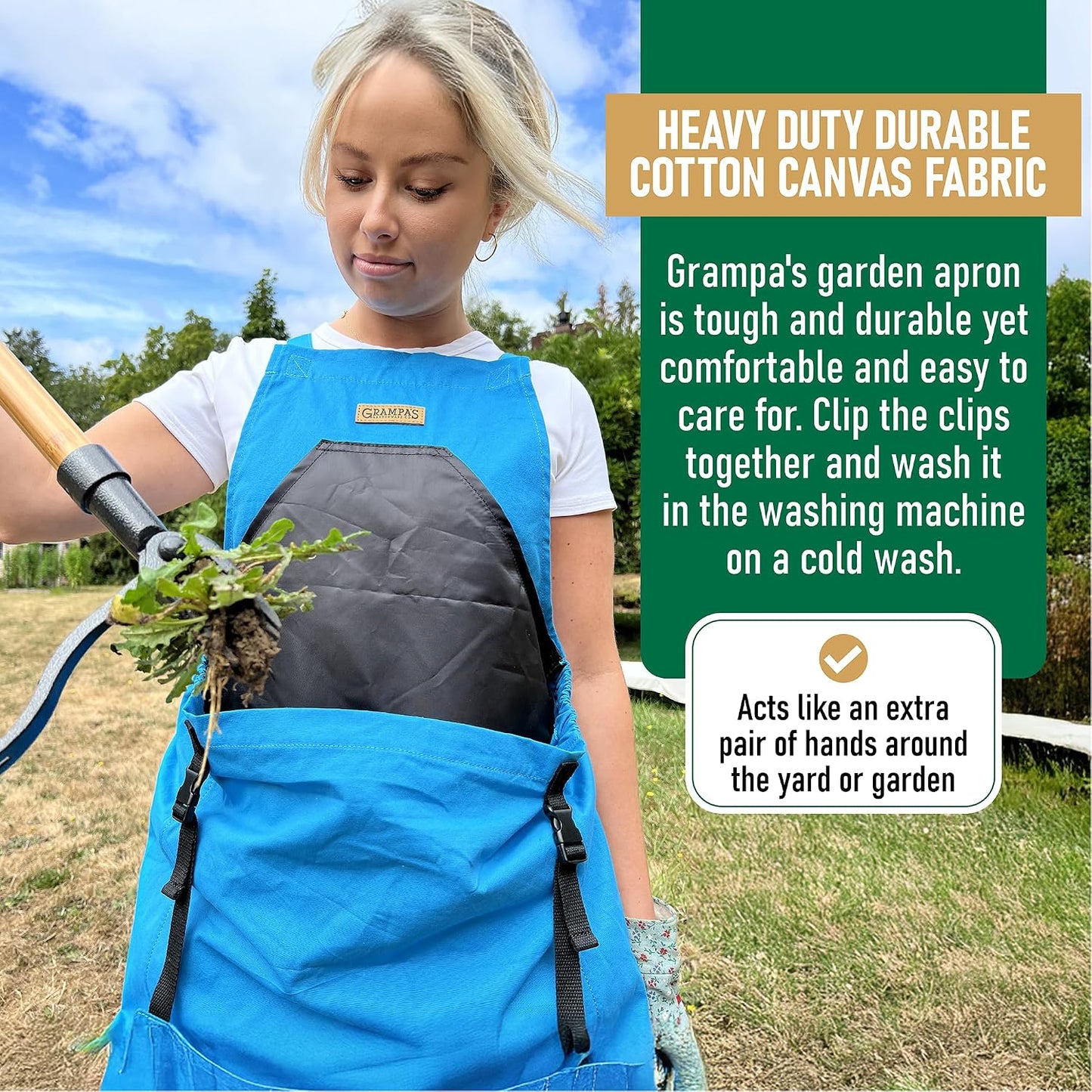 Grampa's Gardening Apron Cross Back Garden Apron with Large Pockets