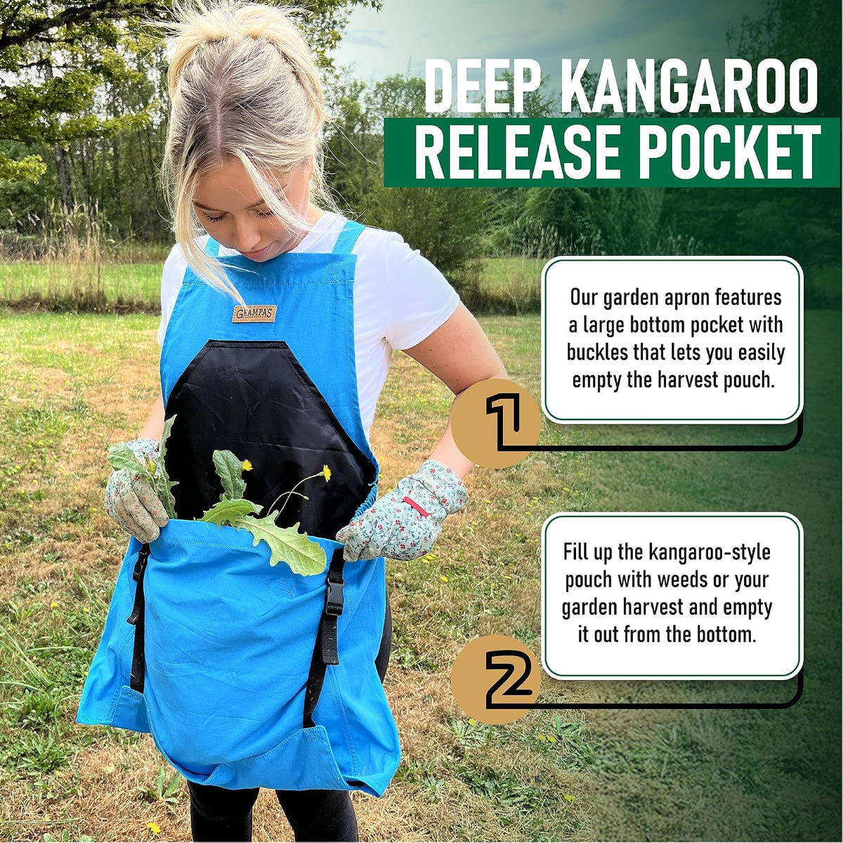 Grampa's Gardening Apron Cross Back Garden Apron with Large Pockets