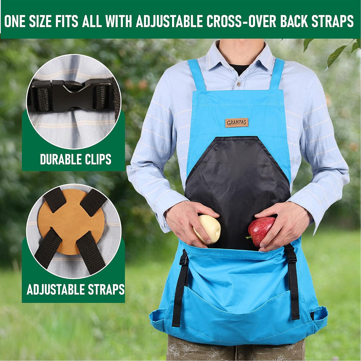 Grampa's Gardening Apron Cross Back Garden Apron with Large Pockets