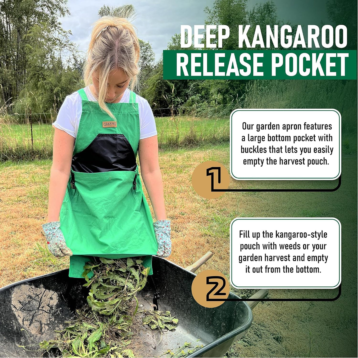 Grampa's Gardening Apron Cross Back Garden Apron with Large Pockets