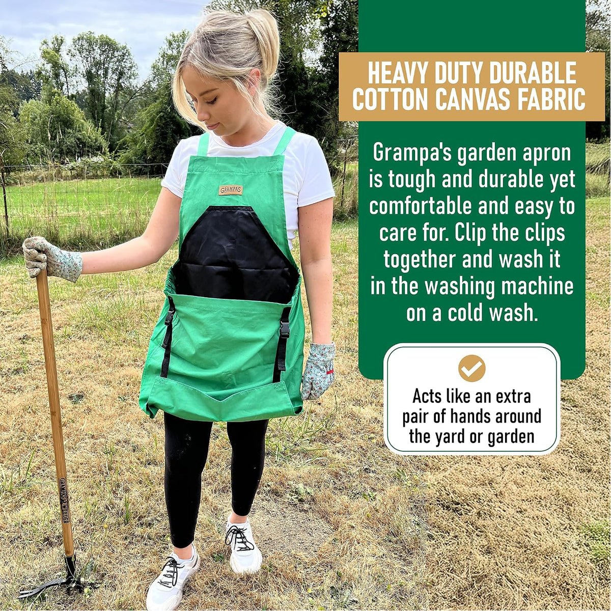 Grampa's Gardening Apron Cross Back Garden Apron with Large Pockets
