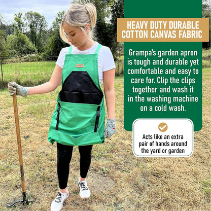 Grampa's Gardening Apron Cross Back Garden Apron with Large Pockets