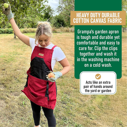 Grampa's Gardening Apron Cross Back Garden Apron with Large Pockets