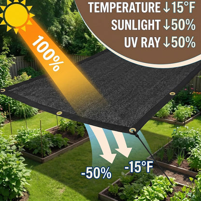6' x 10' Garden Shade Cloth, 50% Sunblock Mesh with Grommets