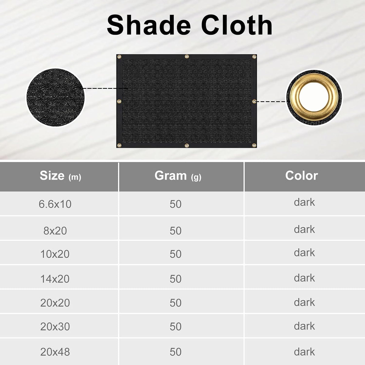 6' x 10' Garden Shade Cloth, 50% Sunblock Mesh with Grommets