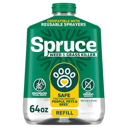 Weed Killer Refill - Versatile Weed & Grass Killer₂ for Flower Beds, Driveways & Mulch Beds - No Pour, No Mix, No Mess Refill - Kills Dandelions, Crabgrass & More - Results in 1 Hour (64 Oz)