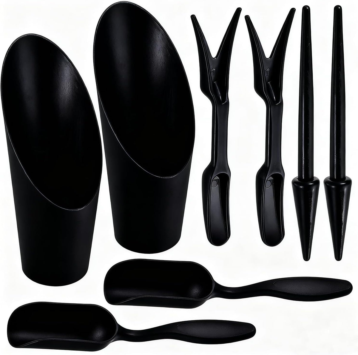 8pcs Potting Soil Scoop for Indoor Plants, Garden Tiny Plant Shovel Hand Tools Transplanting Succulent Cultivation Digging Bonsai Soil Scoops Kits,2Set Black