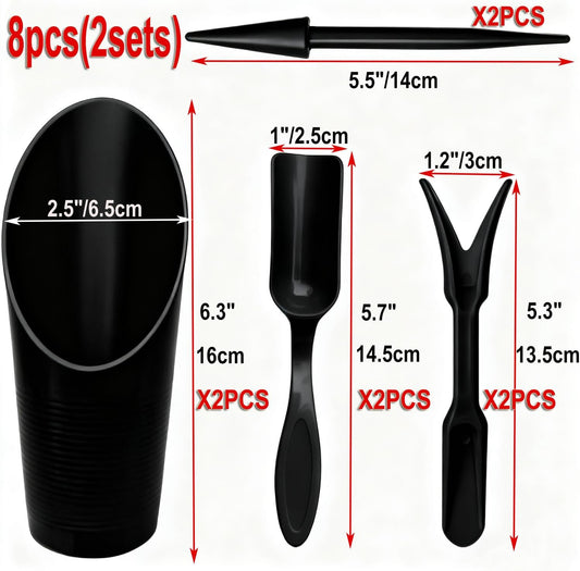8pcs Potting Soil Scoop for Indoor Plants, Garden Tiny Plant Shovel Hand Tools Transplanting Succulent Cultivation Digging Bonsai Soil Scoops Kits,2Set Black