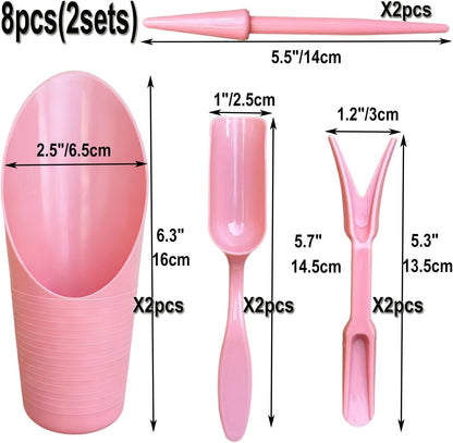 8pcs Potting Soil Scoop for Indoor Plants, Garden Tiny Plant Shovel Hand Tools Transplanting Succulent Cultivation Digging Bonsai Soil Scoops Kits,2Set Black