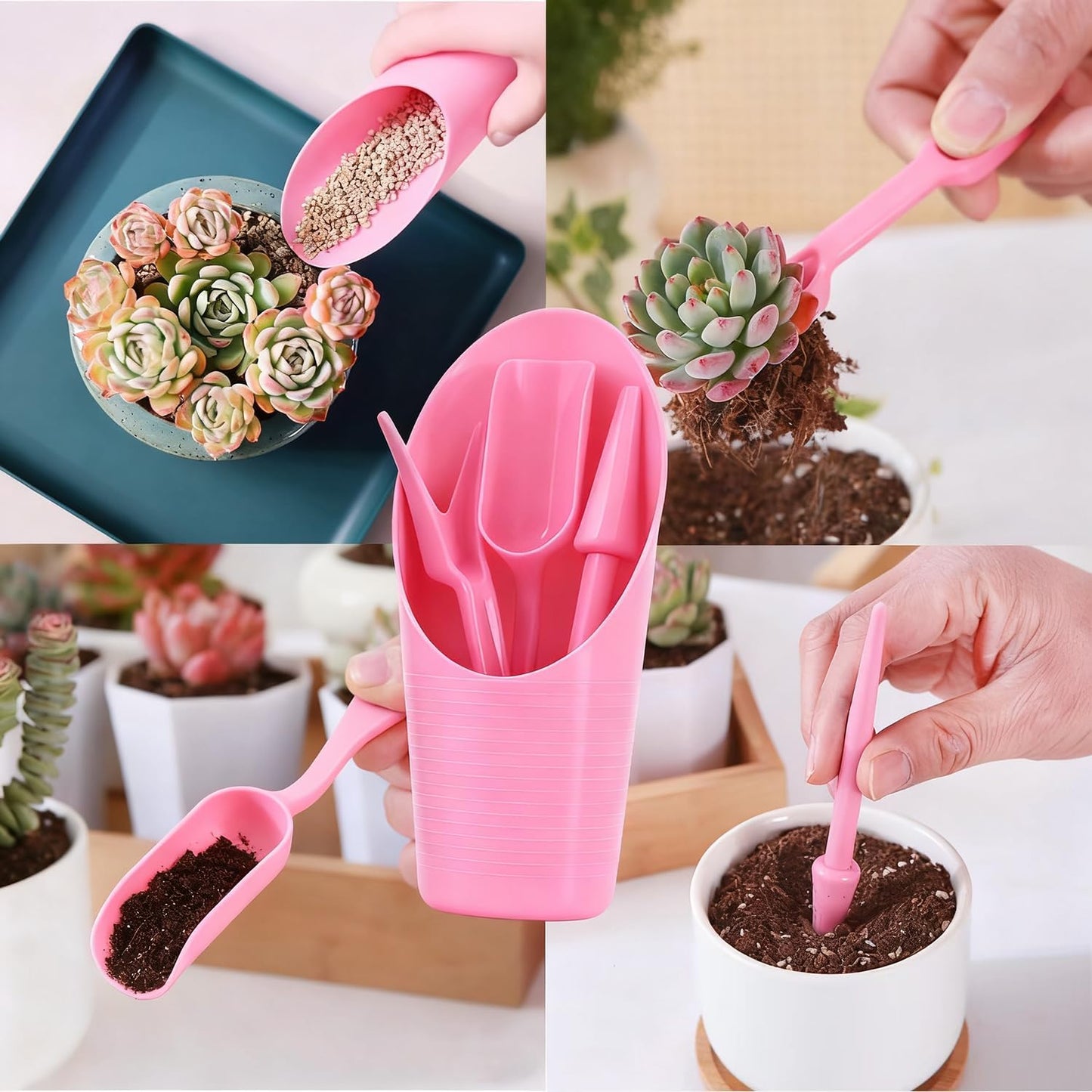 8pcs Potting Soil Scoop for Indoor Plants, Garden Tiny Plant Shovel Hand Tools Transplanting Succulent Cultivation Digging Bonsai Soil Scoops Kits,2Set Black