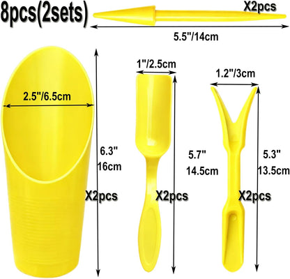 8pcs Potting Soil Scoop for Indoor Plants, Garden Tiny Plant Shovel Hand Tools Transplanting Succulent Cultivation Digging Bonsai Soil Scoops Kits,2Set Black