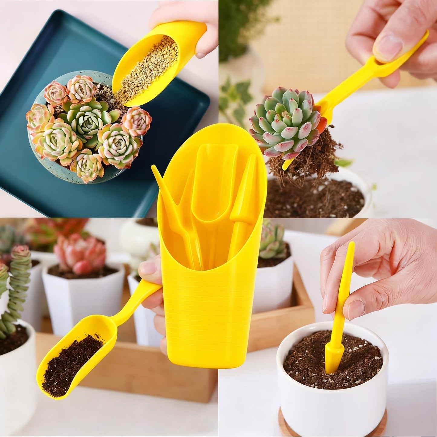 8pcs Potting Soil Scoop for Indoor Plants, Garden Tiny Plant Shovel Hand Tools Transplanting Succulent Cultivation Digging Bonsai Soil Scoops Kits,2Set Black