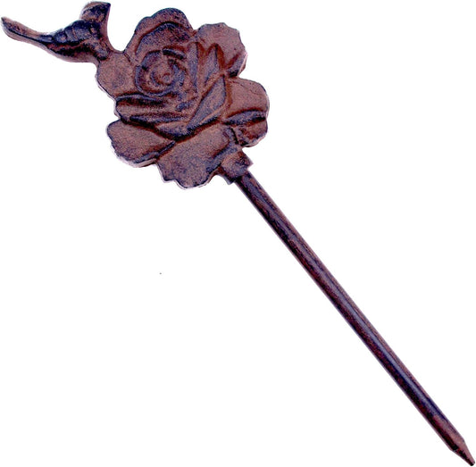 Bird On Rose Garden Hose Guide Cast Iron Flower Bed Stake 12.5" Tall