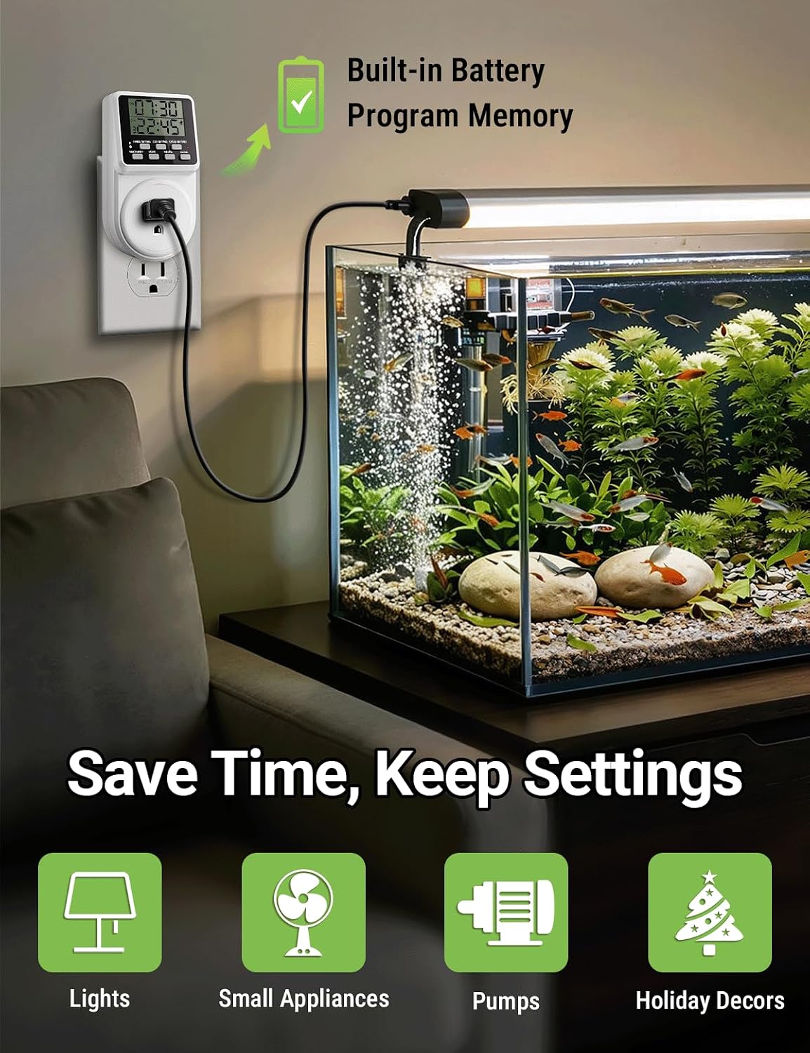 Digital Infinite Repeat Cycle Intermittent Timer Plug for Electrical Outlet, 24 Hour Programmable Indoor Timed Power Switch with Countdown Delay On and Off (120V, 15A), 1 pack