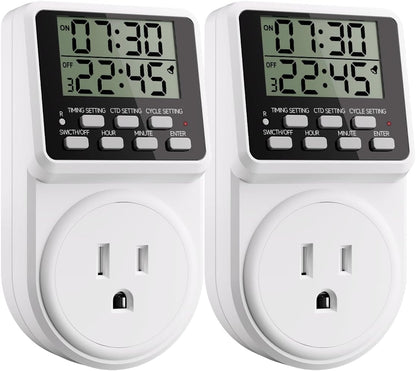 Digital Infinite Repeat Cycle Intermittent Timer Plug for Electrical Outlet, 24 Hour Programmable Indoor Timed Power Switch with Countdown Delay On and Off (120V, 15A), 1 pack