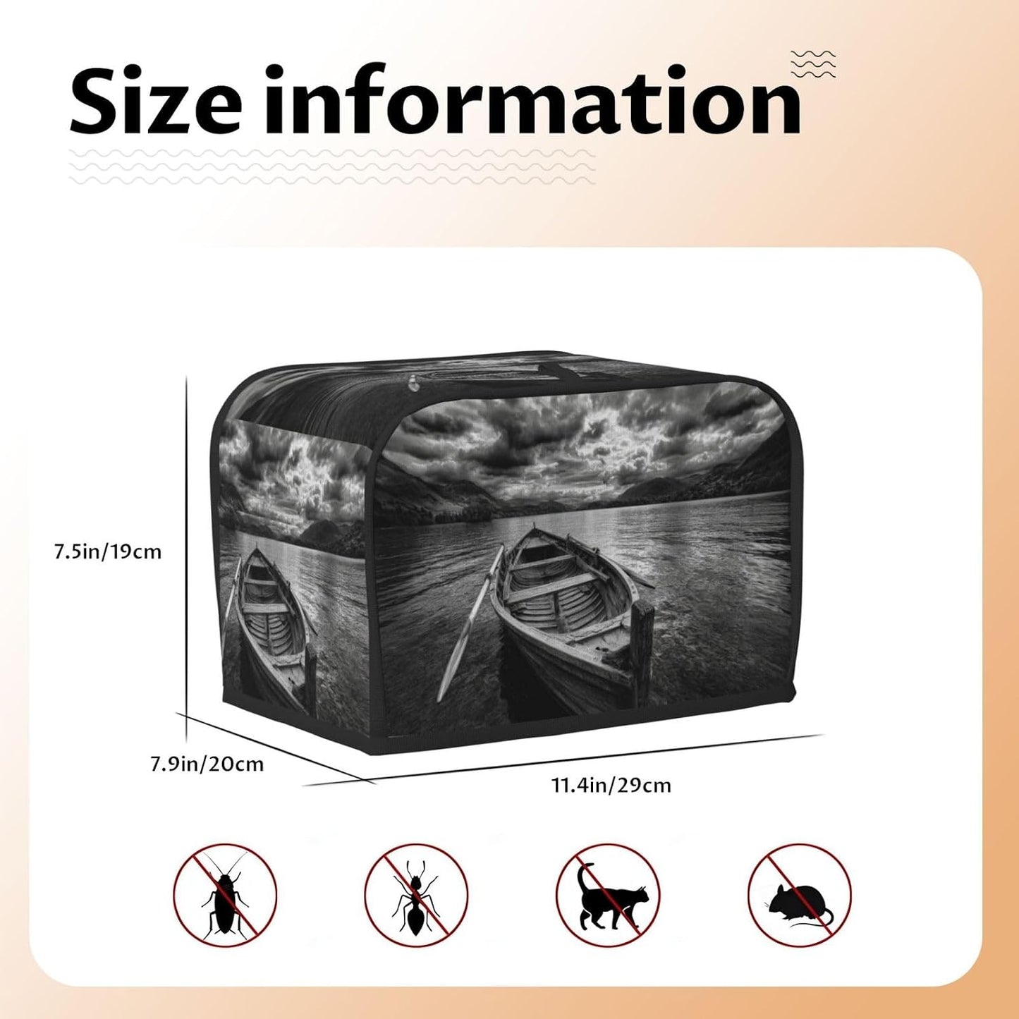 Wooden Row Boat Floating In The Water Toaster Cover 2 Slice Toaster Covers Bread Maker Cover Kitchen Small Appliance Covers Kitchen Accessories