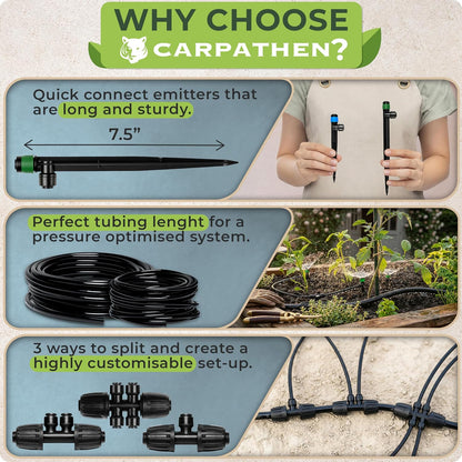 CARPATHEN Drip Irrigation System Kit for Garden Watering, Sprinkler, 100 ft