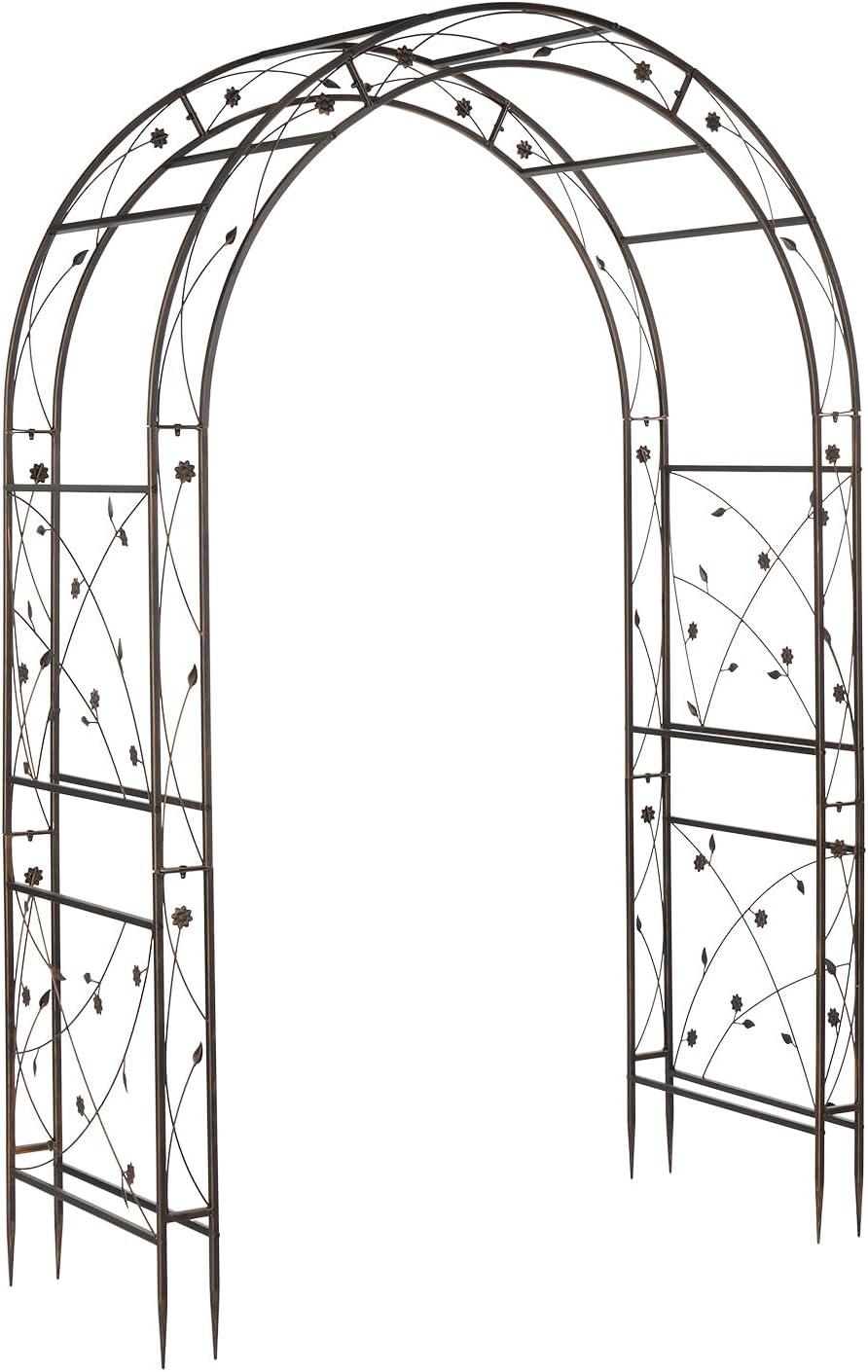 Garden Arbor, Arch for Wedding Ceremony Party, Christmas Garden Decor Steel Garden Trellis for Plant Climbing, Pergola for Garden, Backyard, Lawn (Arch Top, Bronze)