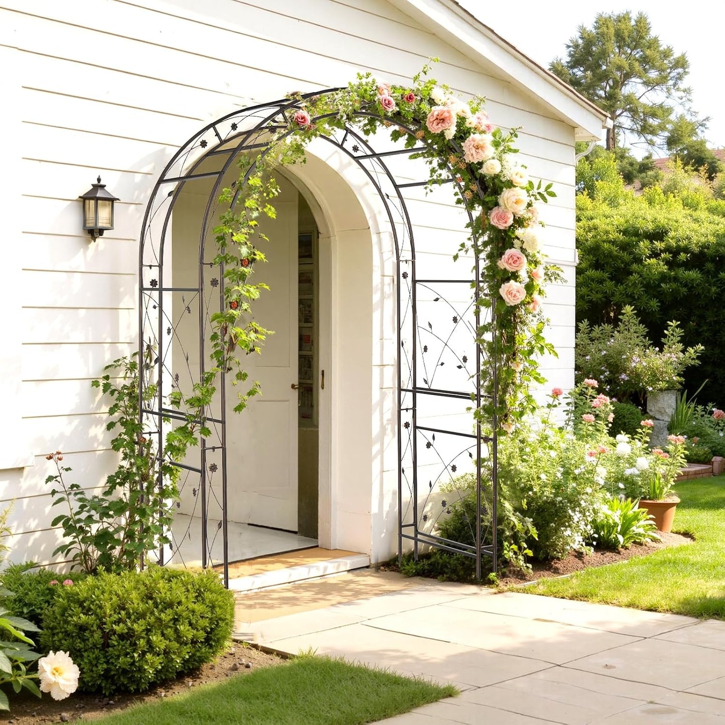 Garden Arbor, Arch for Wedding Ceremony Party, Christmas Garden Decor Steel Garden Trellis for Plant Climbing, Pergola for Garden, Backyard, Lawn (Arch Top, Bronze)