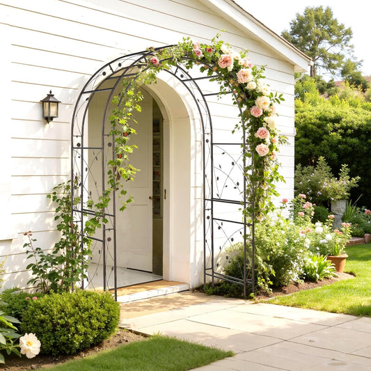 Garden Arbor, Arch for Wedding Ceremony Party, Christmas Garden Decor Steel Garden Trellis for Plant Climbing, Pergola for Garden, Backyard, Lawn (Arch Top, Bronze)