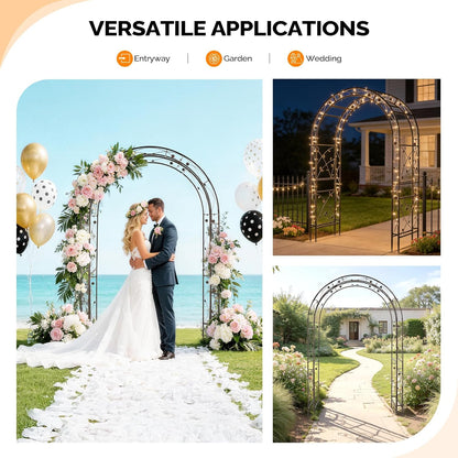 Garden Arbor, Arch for Wedding Ceremony Party, Christmas Garden Decor Steel Garden Trellis for Plant Climbing, Pergola for Garden, Backyard, Lawn (Arch Top, Bronze)
