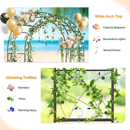 Garden Arbor, Arch for Wedding Ceremony Party, Christmas Garden Decor Steel Garden Trellis for Plant Climbing, Pergola for Garden, Backyard, Lawn (Arch Top, Bronze)