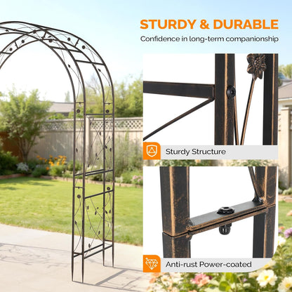 Garden Arbor, Arch for Wedding Ceremony Party, Christmas Garden Decor Steel Garden Trellis for Plant Climbing, Pergola for Garden, Backyard, Lawn (Arch Top, Bronze)