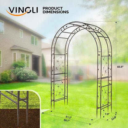 Garden Arbor, Arch for Wedding Ceremony Party, Christmas Garden Decor Steel Garden Trellis for Plant Climbing, Pergola for Garden, Backyard, Lawn (Arch Top, Bronze)