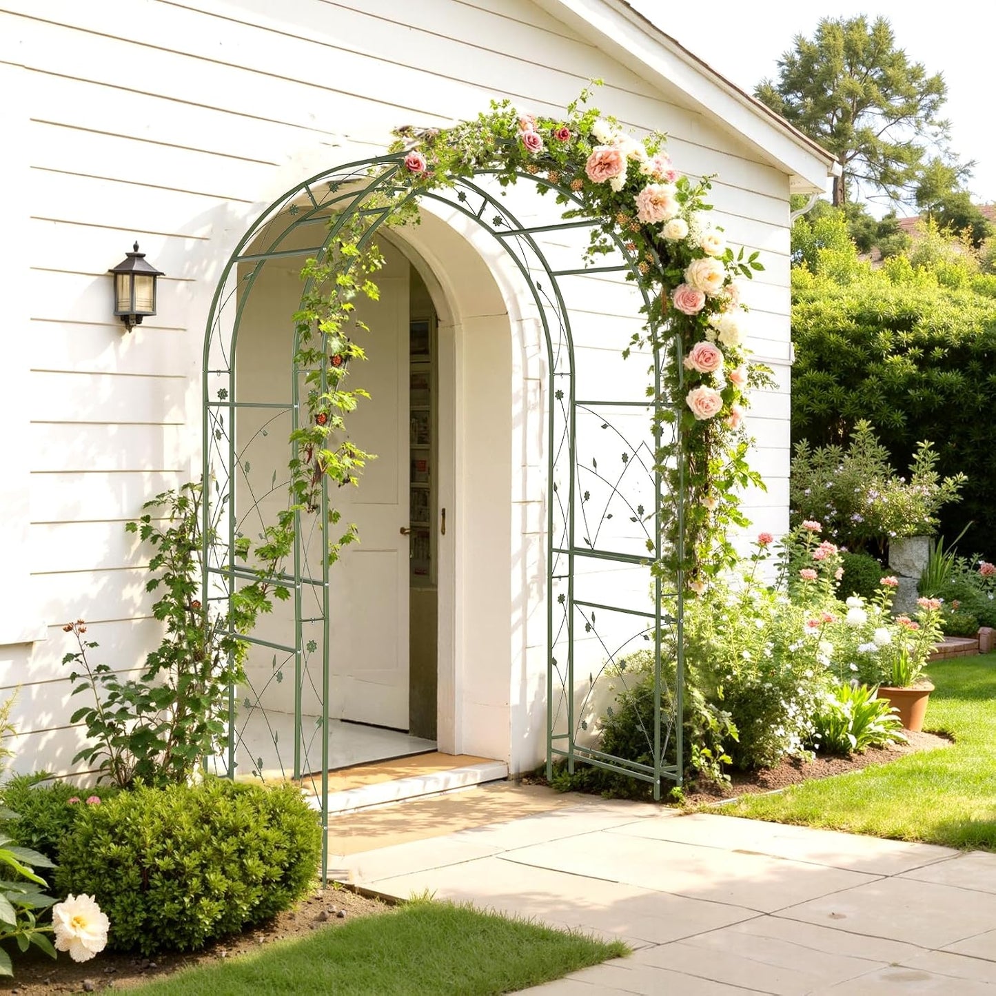 Garden Arbor, Arch for Wedding Ceremony Party, Christmas Garden Decor Steel Garden Trellis for Plant Climbing, Pergola for Garden, Backyard, Lawn (Arch Top, Bronze)