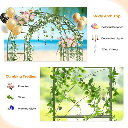 Garden Arbor, Arch for Wedding Ceremony Party, Christmas Garden Decor Steel Garden Trellis for Plant Climbing, Pergola for Garden, Backyard, Lawn (Arch Top, Bronze)