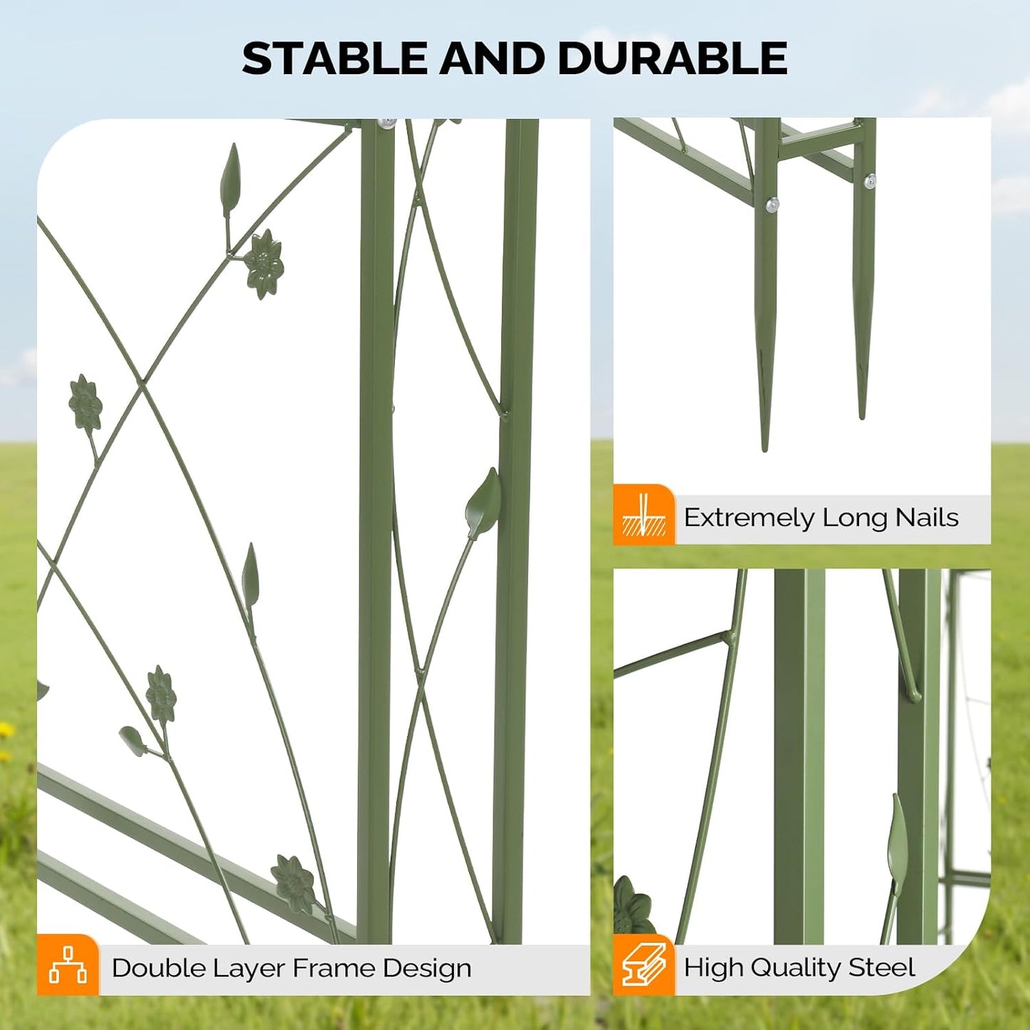 Garden Arbor, Arch for Wedding Ceremony Party, Christmas Garden Decor Steel Garden Trellis for Plant Climbing, Pergola for Garden, Backyard, Lawn (Arch Top, Bronze)