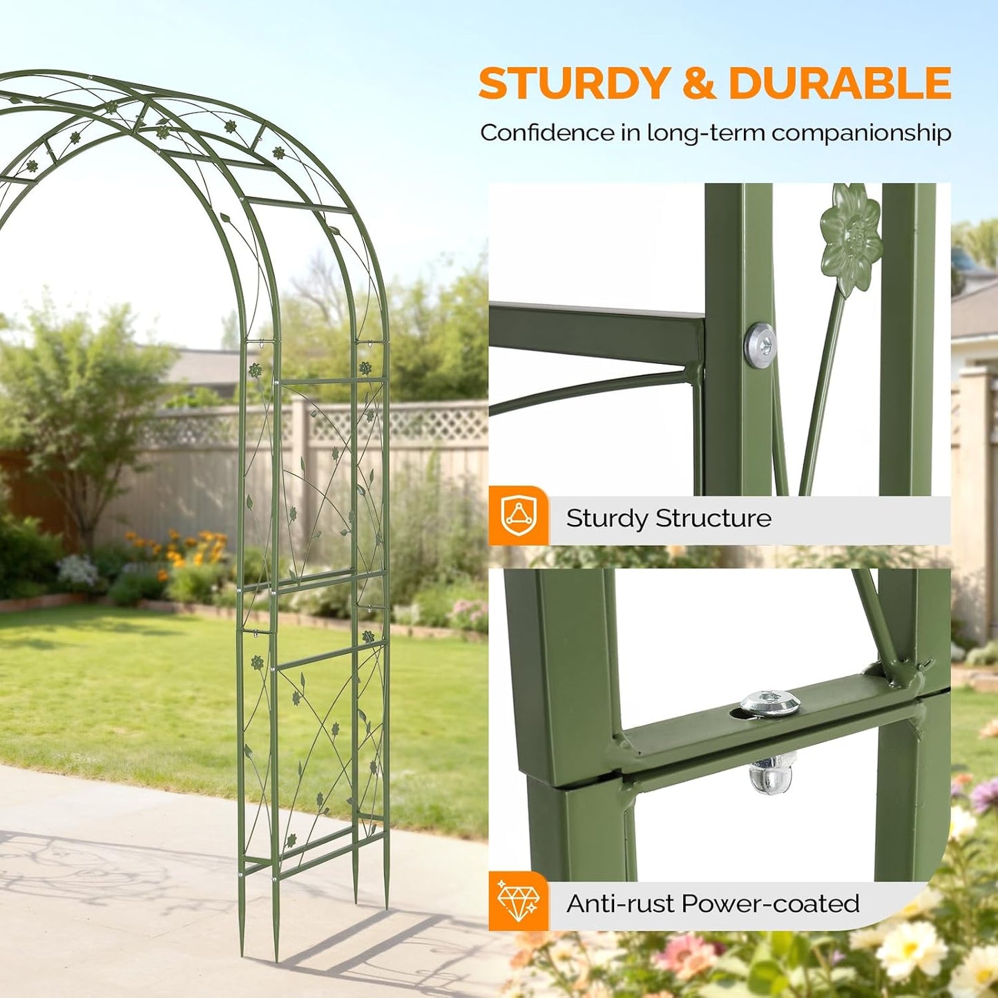Garden Arbor, Arch for Wedding Ceremony Party, Christmas Garden Decor Steel Garden Trellis for Plant Climbing, Pergola for Garden, Backyard, Lawn (Arch Top, Bronze)