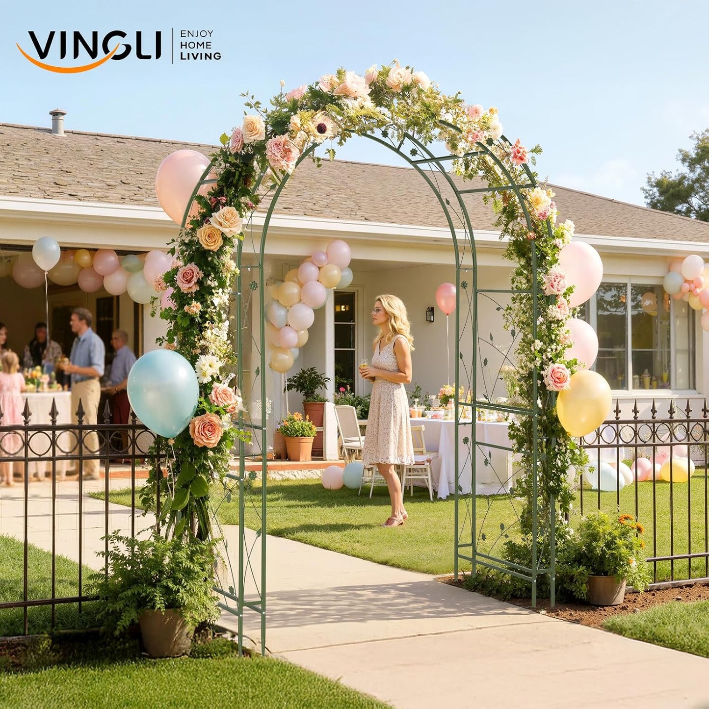 Garden Arbor, Arch for Wedding Ceremony Party, Christmas Garden Decor Steel Garden Trellis for Plant Climbing, Pergola for Garden, Backyard, Lawn (Arch Top, Bronze)
