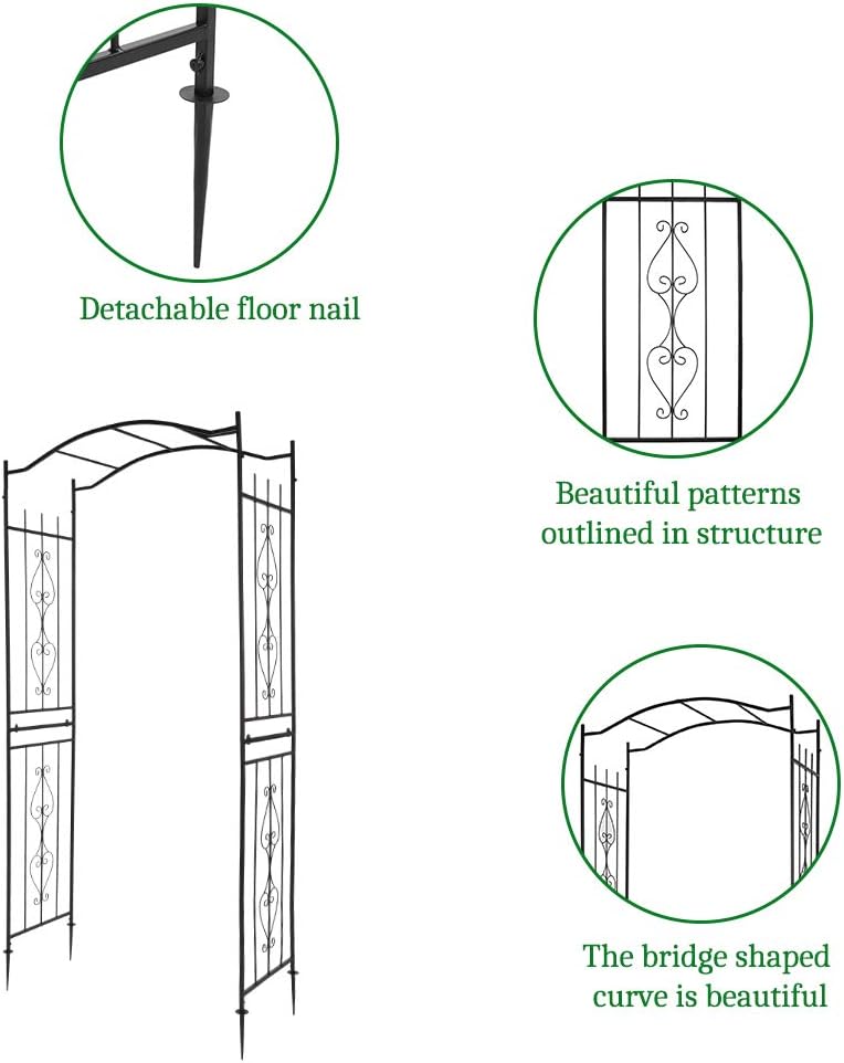 Garden Arbor, Arch for Wedding Ceremony Party, Christmas Garden Decor Steel Garden Trellis for Plant Climbing, Pergola for Garden, Backyard, Lawn (Arch Top, Bronze)