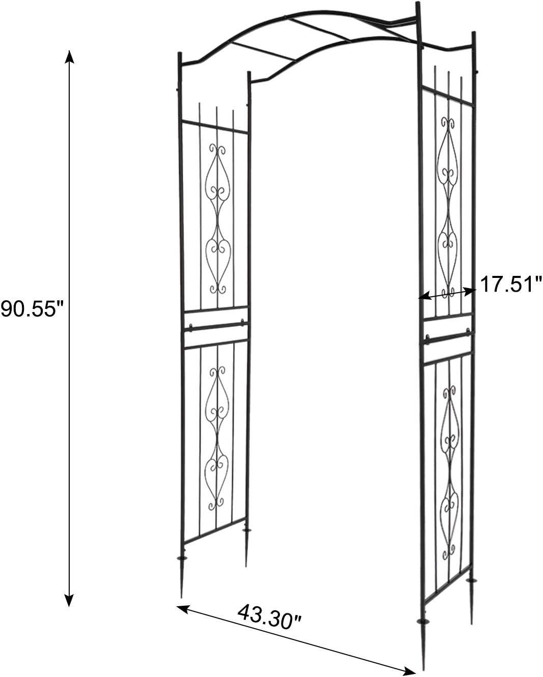 Garden Arbor, Arch for Wedding Ceremony Party, Christmas Garden Decor Steel Garden Trellis for Plant Climbing, Pergola for Garden, Backyard, Lawn (Arch Top, Bronze)