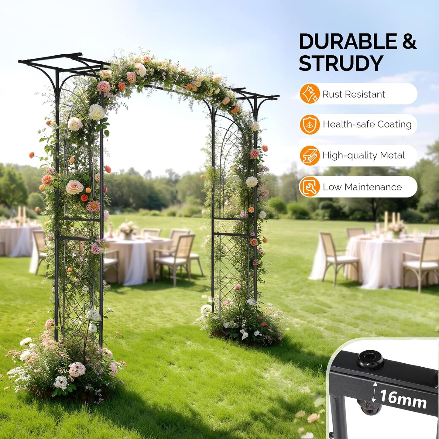 Garden Arbor, Arch for Wedding Ceremony Party, Christmas Garden Decor Steel Garden Trellis for Plant Climbing, Pergola for Garden, Backyard, Lawn (Arch Top, Bronze)