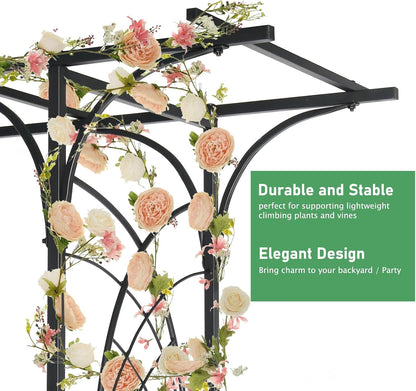 Garden Arbor, Arch for Wedding Ceremony Party, Christmas Garden Decor Steel Garden Trellis for Plant Climbing, Pergola for Garden, Backyard, Lawn (Arch Top, Bronze)