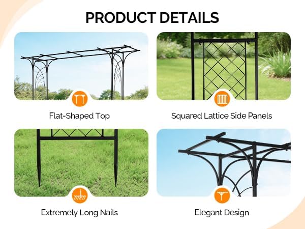 Garden Arbor, Arch for Wedding Ceremony Party, Christmas Garden Decor Steel Garden Trellis for Plant Climbing, Pergola for Garden, Backyard, Lawn (Arch Top, Bronze)