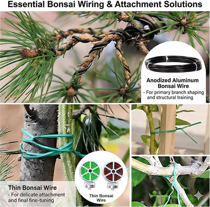 Bonsai Tools Set, 20-Piece Bonsai Tools Set with Waterproof Repotting Mat, Pruning Shears, Scissors & Training Wire - Indoor Gardening Starter Gifts for Women, Men & Beginners