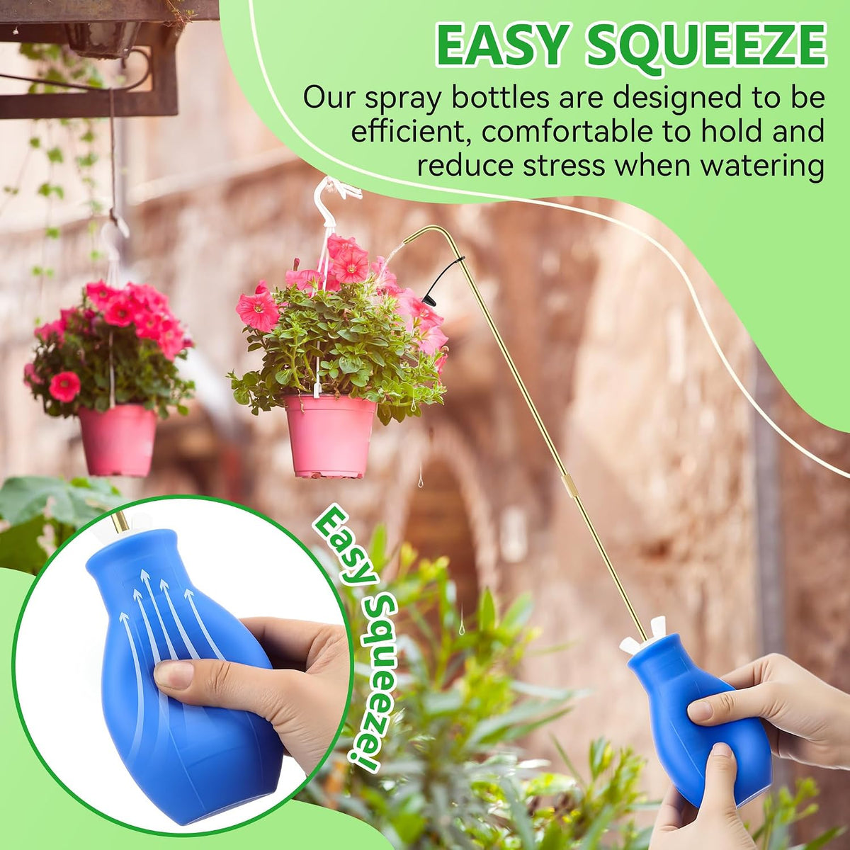 Squeeze Bottle for Hanging Plant, 19" Spout Water Can, Blue, 8 oz, 1 Pack