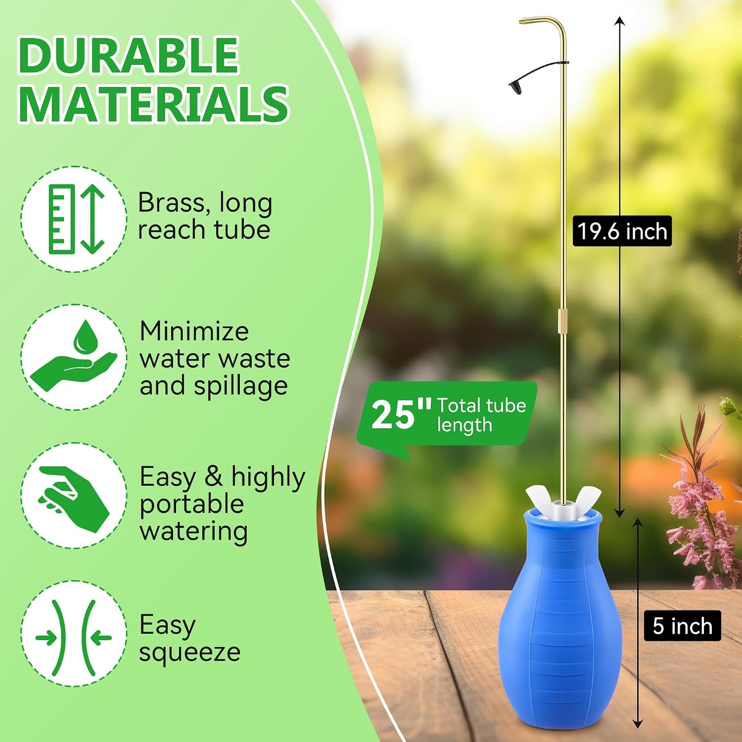 Squeeze Bottle for Hanging Plant, 19" Spout Water Can, Blue, 8 oz, 1 Pack