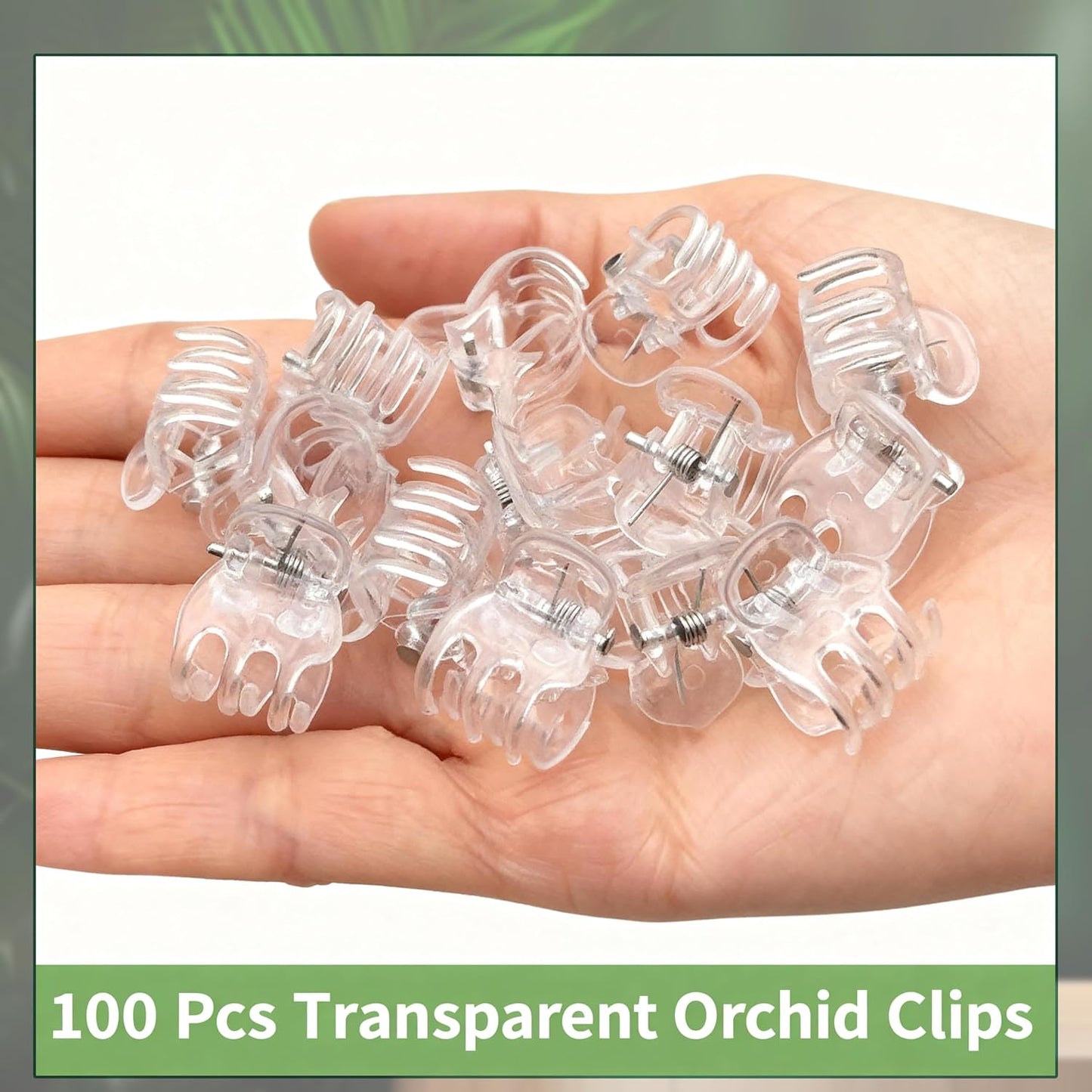 100pc Clear Orchid Clips – 0.79" Opening Clip Plant Clips for Climbing Plants, Plant Wall Clips, Flower & Garden Support Clips, Reusable Mini Plant Cages & Stakes for Patio, Lawn & Greenhouse