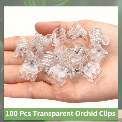 100pc Clear Orchid Clips – 0.79" Opening Clip Plant Clips for Climbing Plants, Plant Wall Clips, Flower & Garden Support Clips, Reusable Mini Plant Cages & Stakes for Patio, Lawn & Greenhouse