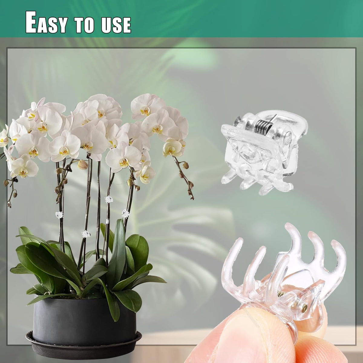 100pc Clear Orchid Clips – 0.79" Opening Clip Plant Clips for Climbing Plants, Plant Wall Clips, Flower & Garden Support Clips, Reusable Mini Plant Cages & Stakes for Patio, Lawn & Greenhouse