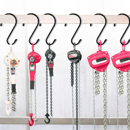 DINGEE 12 Pack 6 Inch Large S Hooks, Heavy Duty Vinyl Coated Non-Slip Metal Black Hooks for Hanging, Closet Kitchen Bathroom Garden Hooks for Pots Pans Clothes Plants Jeans Towels