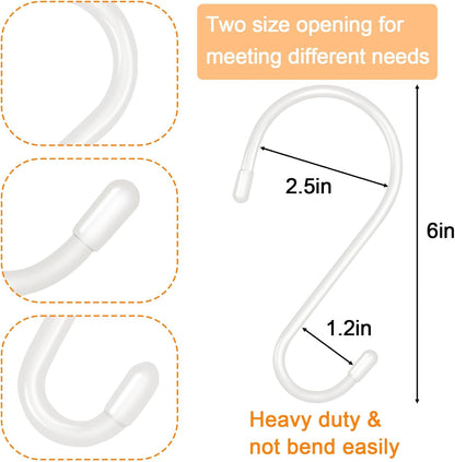 DINGEE 12 Pack 6 Inch Large S Hooks, Heavy Duty Vinyl Coated Non-Slip Metal Black Hooks for Hanging, Closet Kitchen Bathroom Garden Hooks for Pots Pans Clothes Plants Jeans Towels